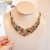 One of a Kind Raw Tourmaline Crystal Bib Necklace