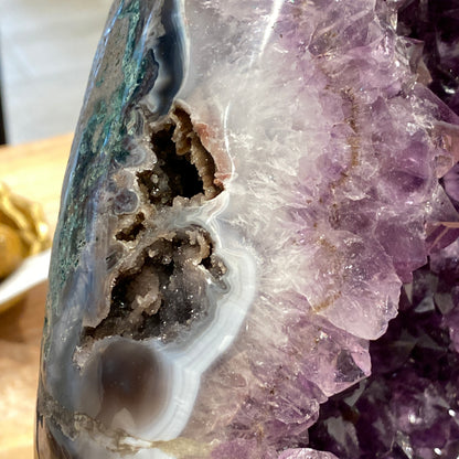 Stunning Amethyst Geode Showpiece, Round, 90's Brazil, 47lbs