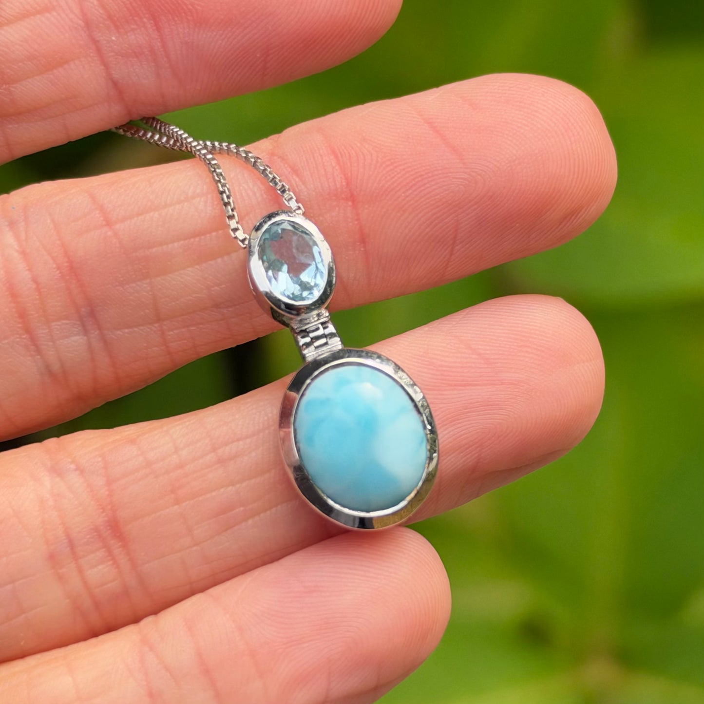Larimar and Blue Topaz Pendant Necklace