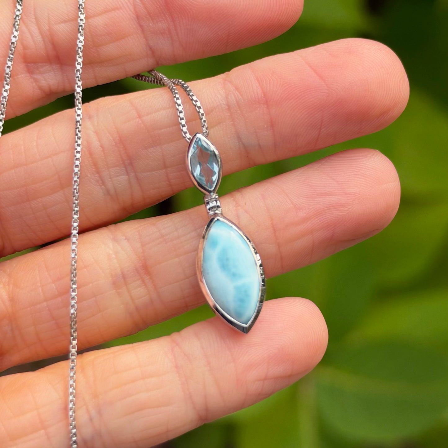 Larimar and Blue Topaz Pendant Necklace