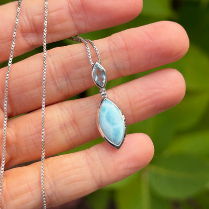Larimar and Blue Topaz Pendant Necklace