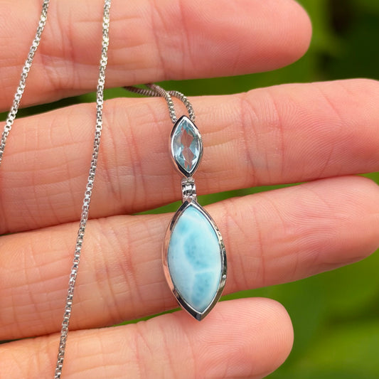 Larimar and Blue Topaz Pendant Necklace