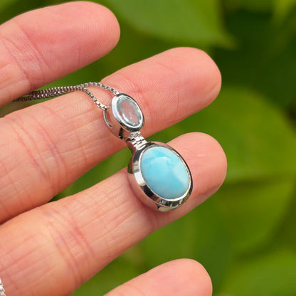 Larimar and Blue Topaz Pendant Necklace