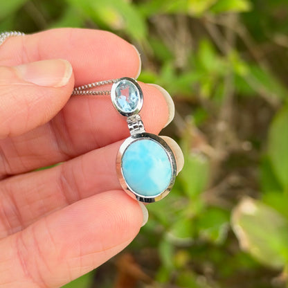 Larimar and Blue Topaz Pendant Necklace