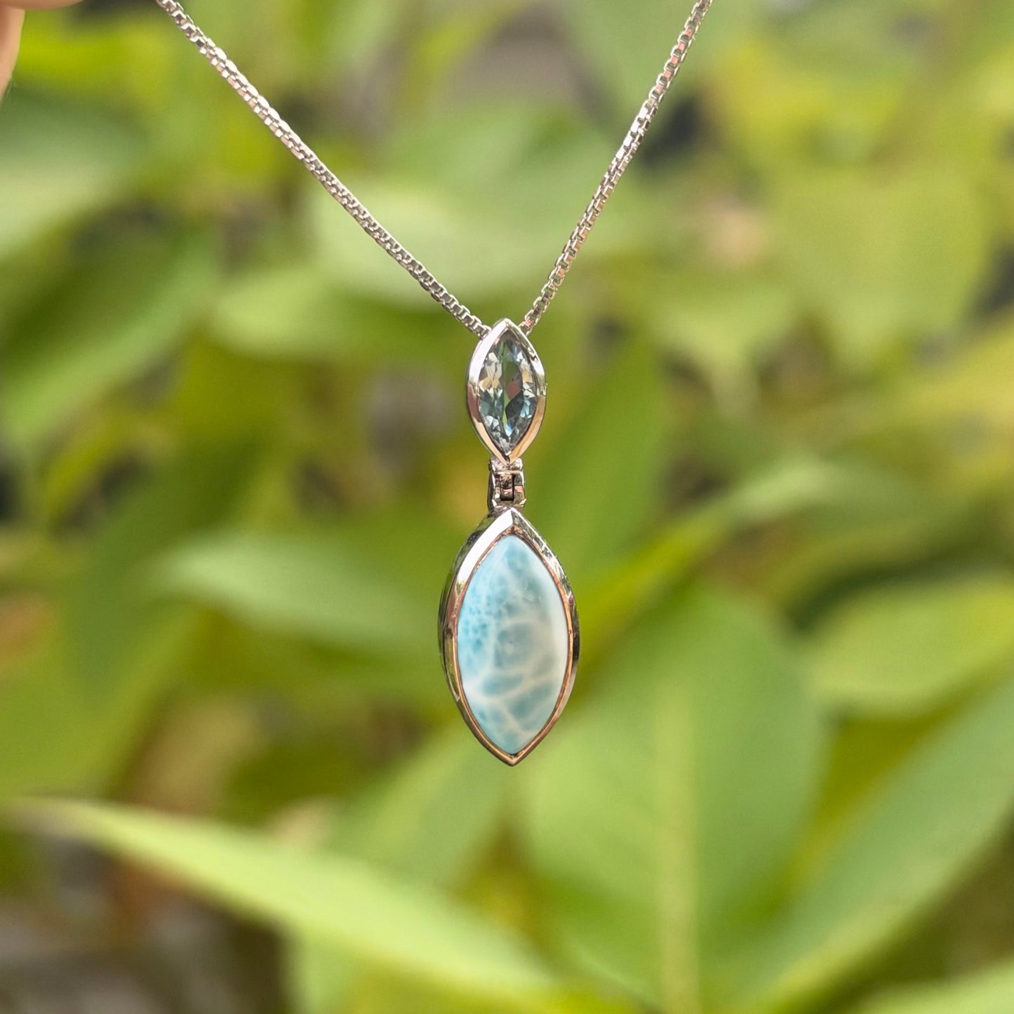 Larimar and Blue Topaz Pendant Necklace