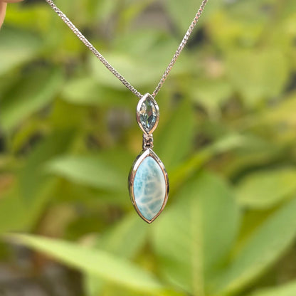 Larimar and Blue Topaz Pendant Necklace