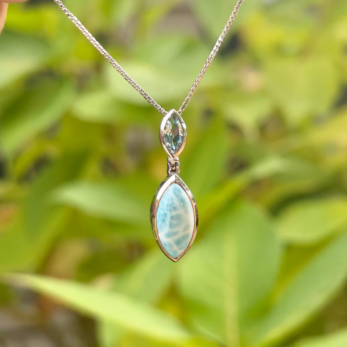 Larimar and Blue Topaz Pendant Necklace