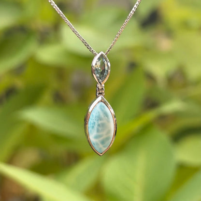 Larimar and Blue Topaz Pendant Necklace