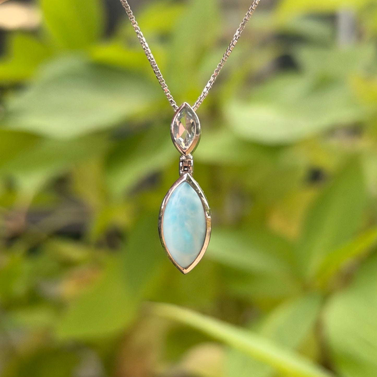Larimar and Blue Topaz Pendant Necklace