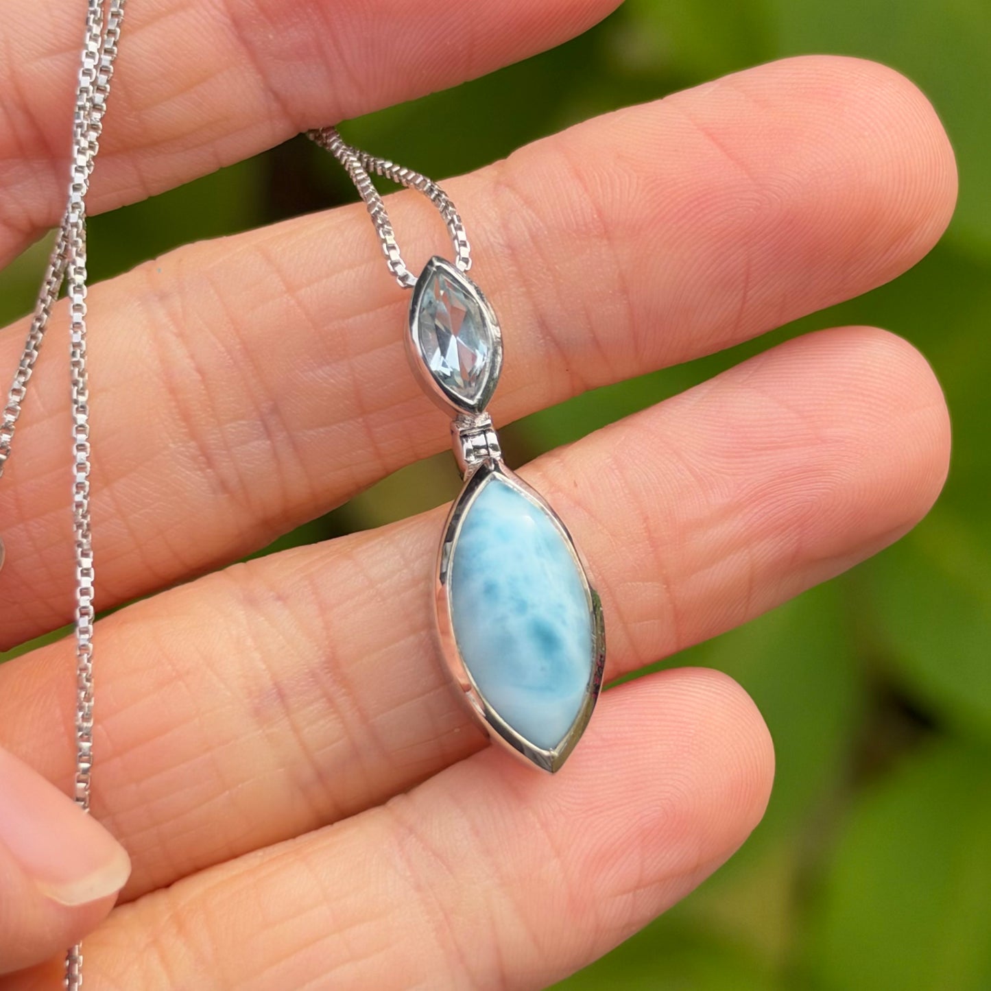 Larimar and Blue Topaz Pendant Necklace