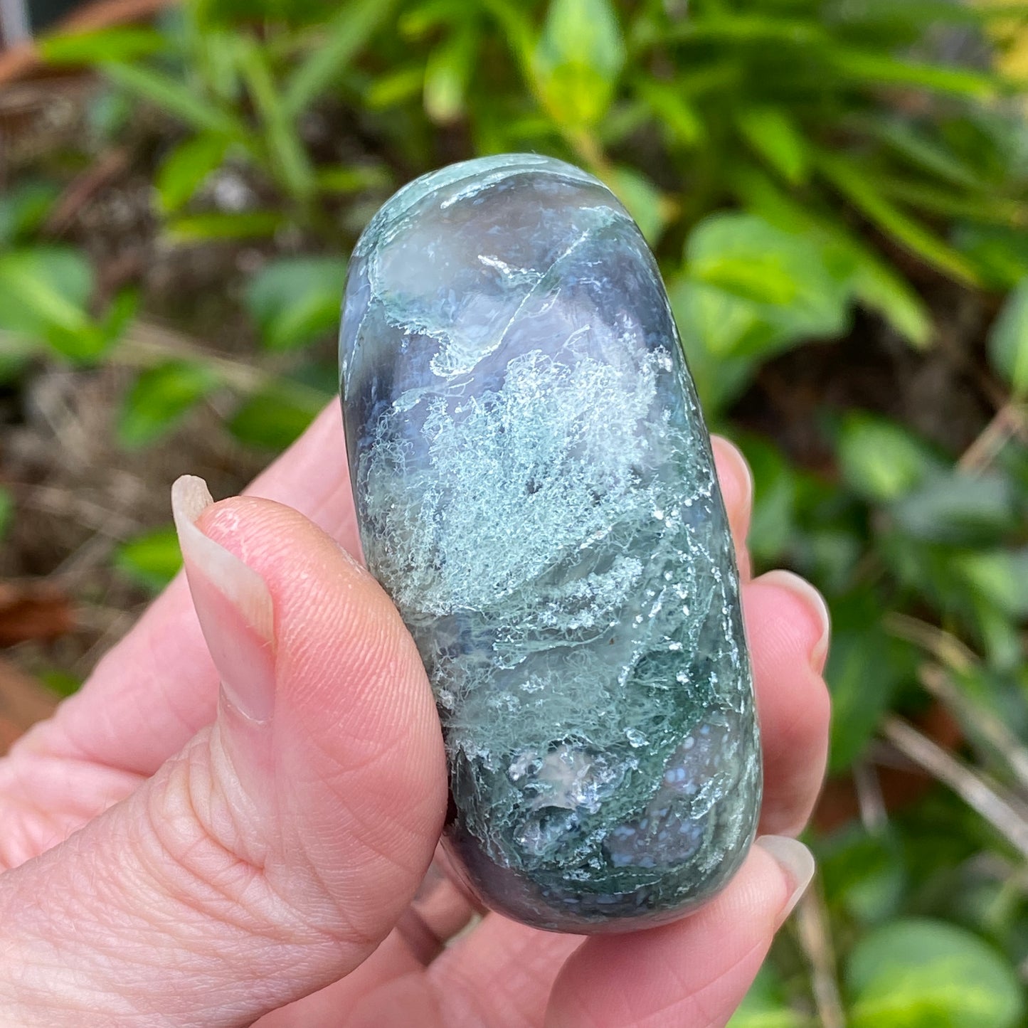 Moss Agate Palm Stone