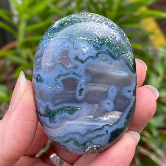 Moss Agate Palm Stone