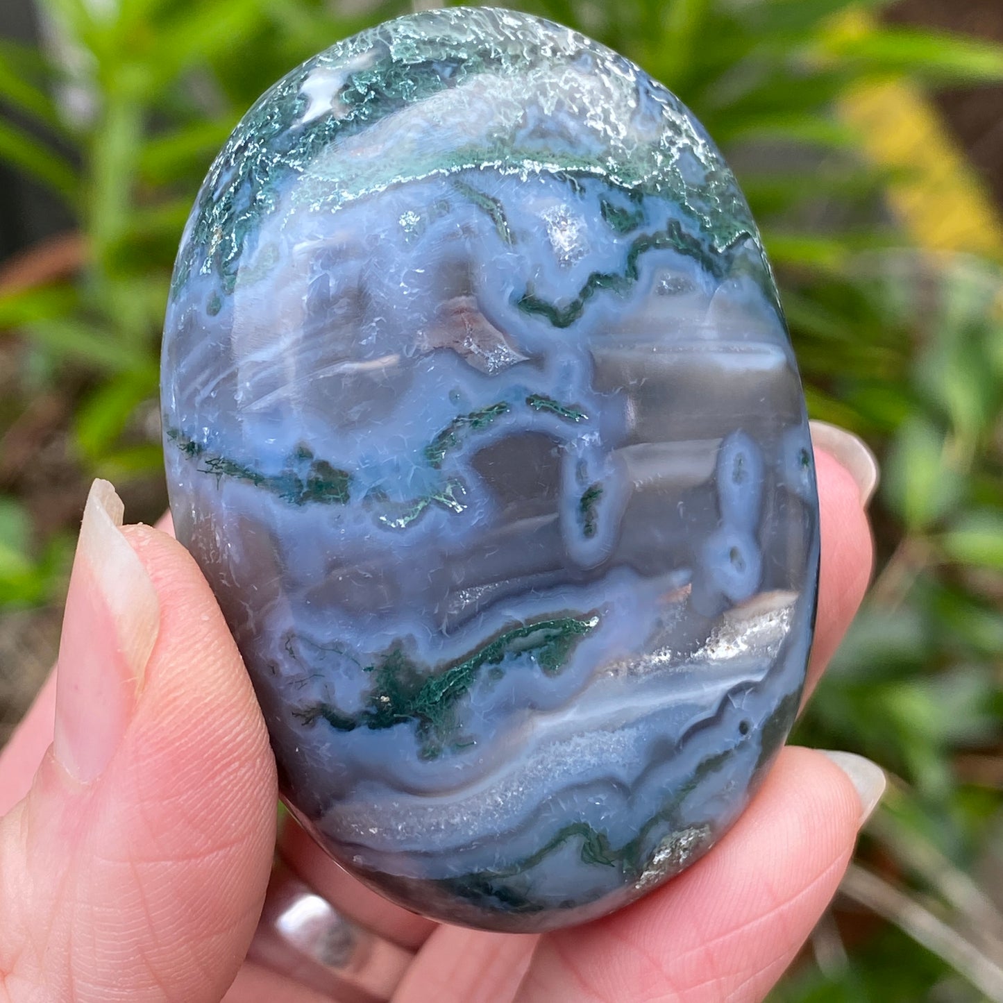 Moss Agate Palm Stone