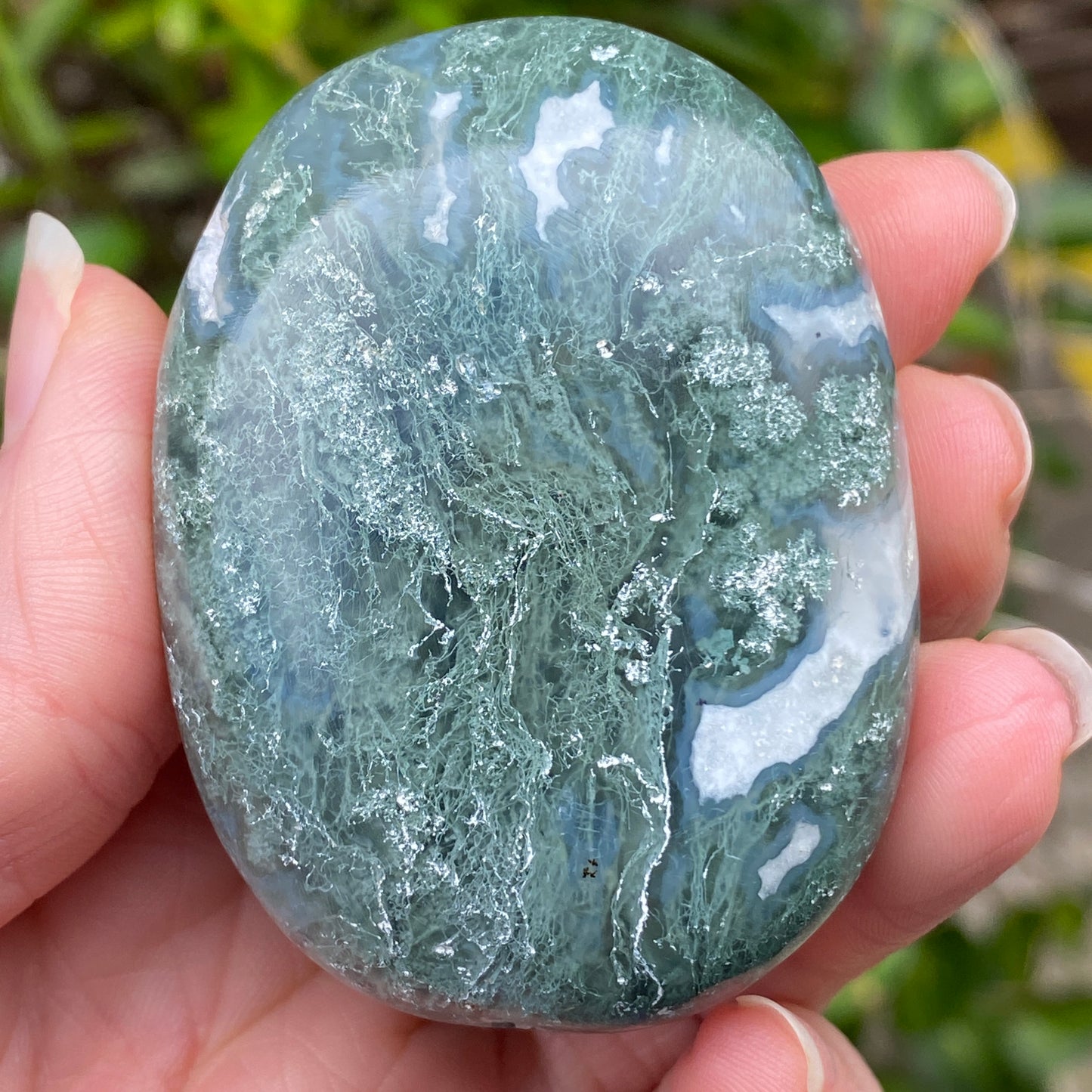 Moss Agate Palm Stone