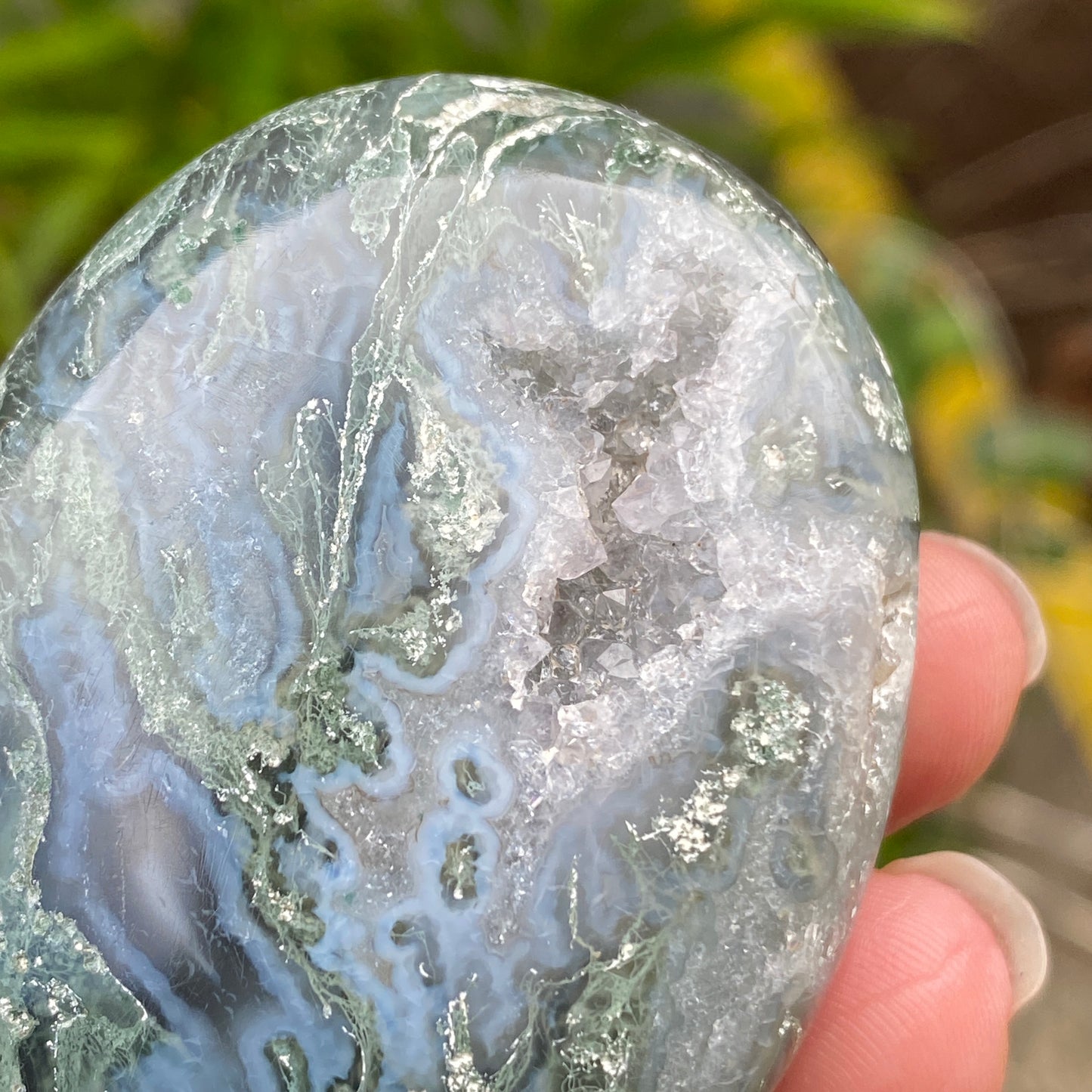 Moss Agate Palm Stone