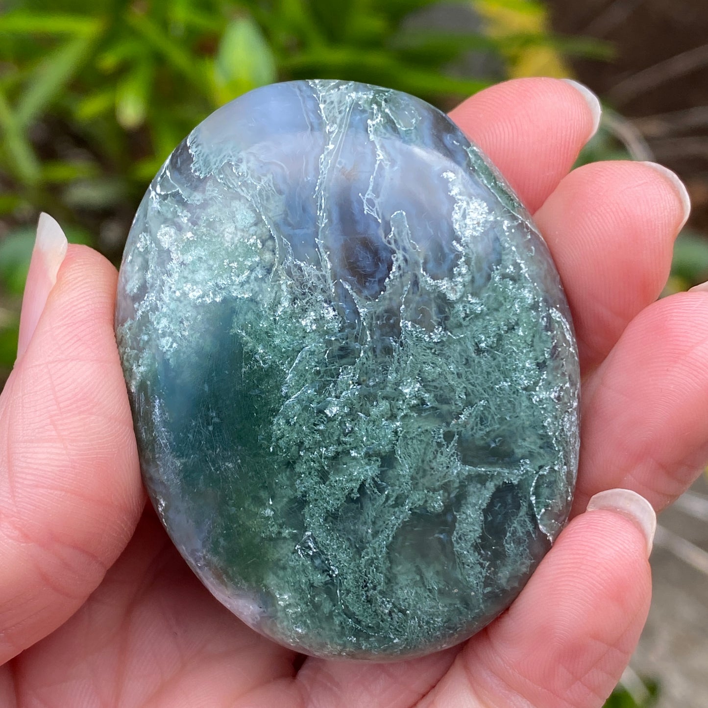 Moss Agate Palm Stone