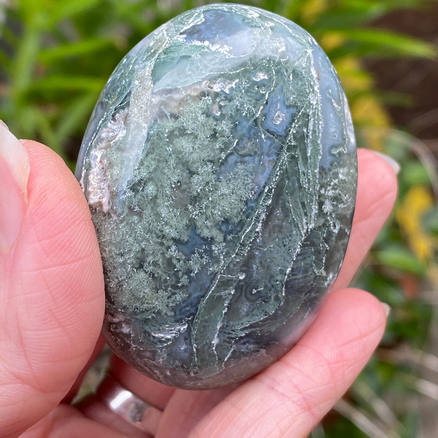 Moss Agate Palm Stone
