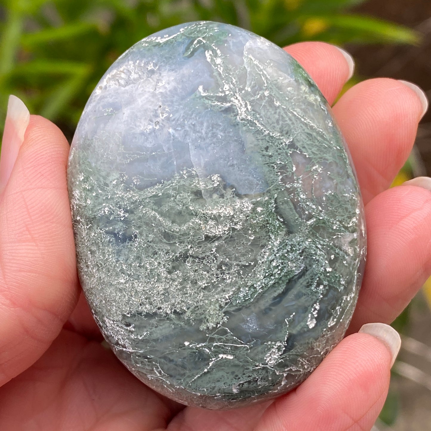 Moss Agate Palm Stone