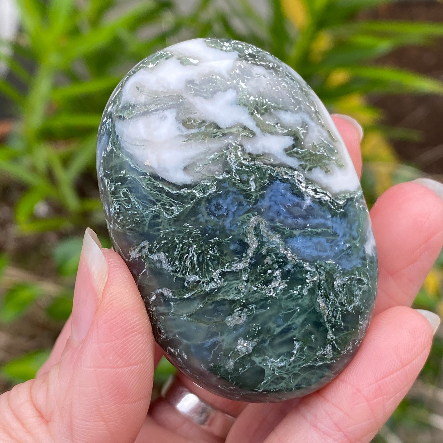 Moss Agate Palm Stone