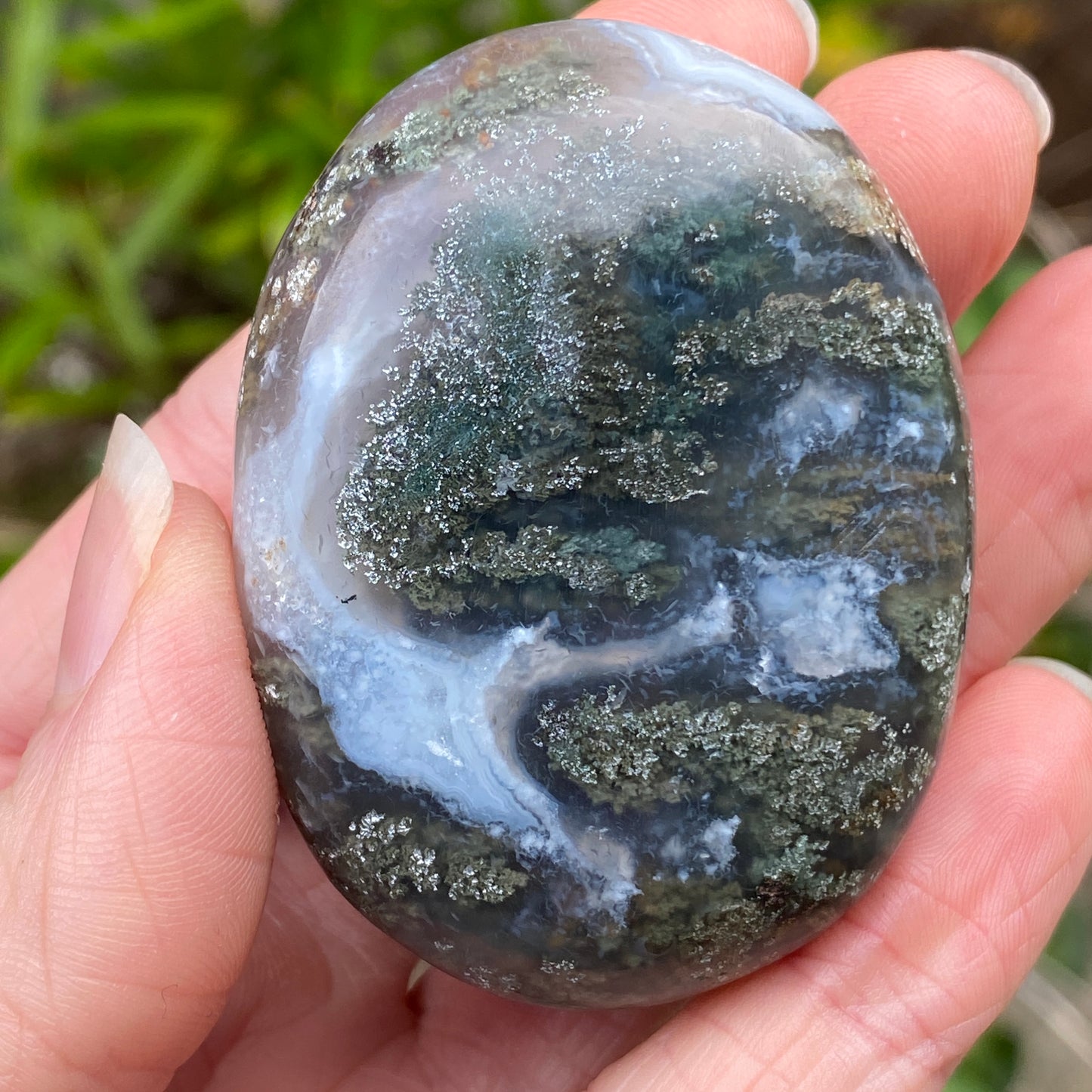 Moss Agate Palm Stone