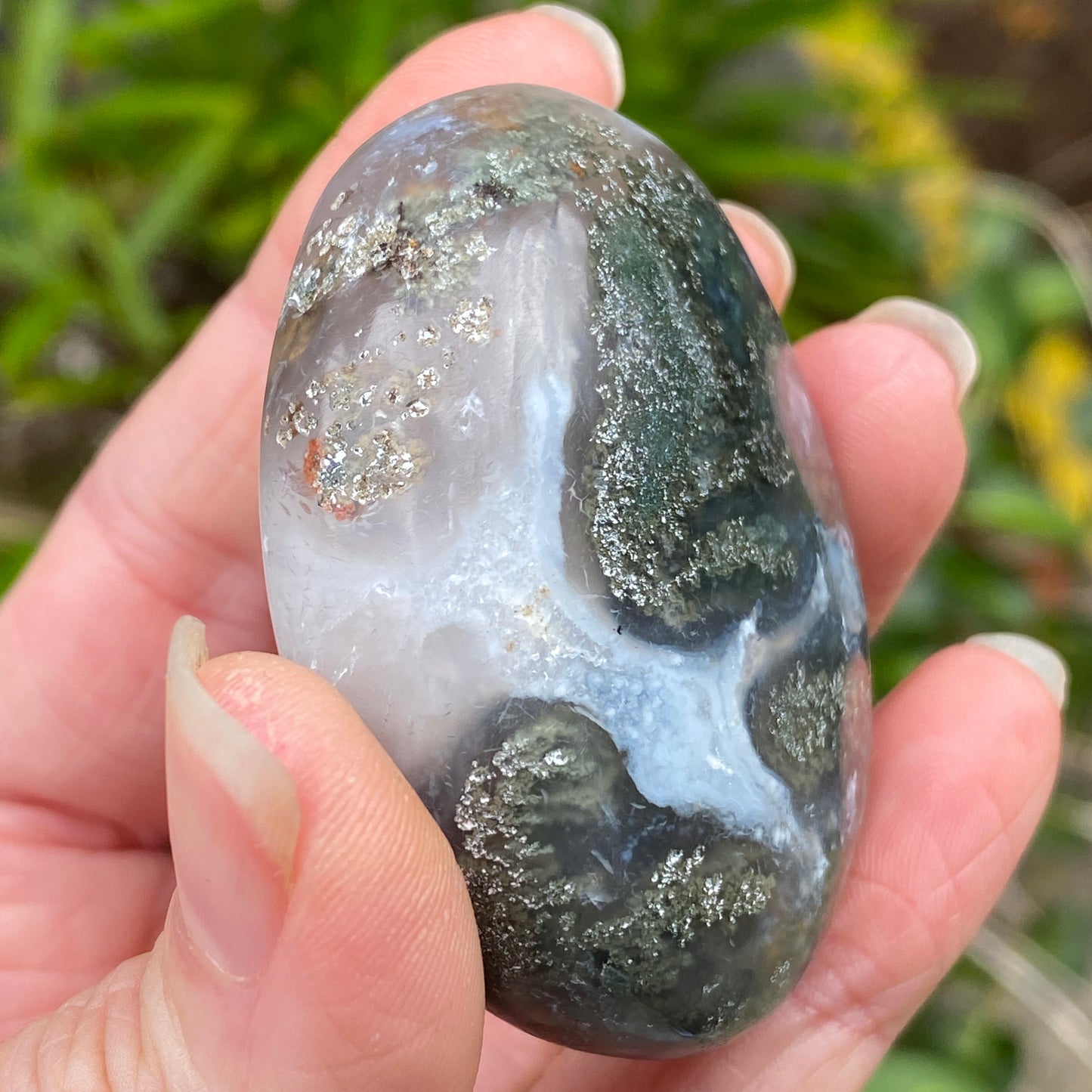 Moss Agate Palm Stone