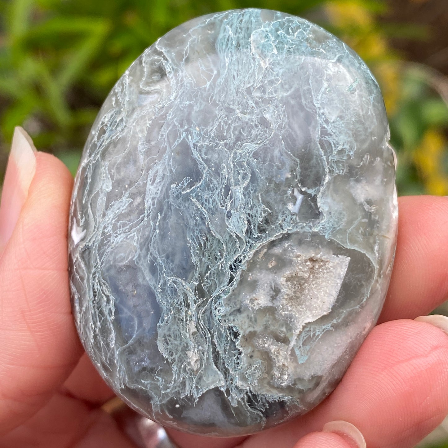 Moss Agate Palm Stone