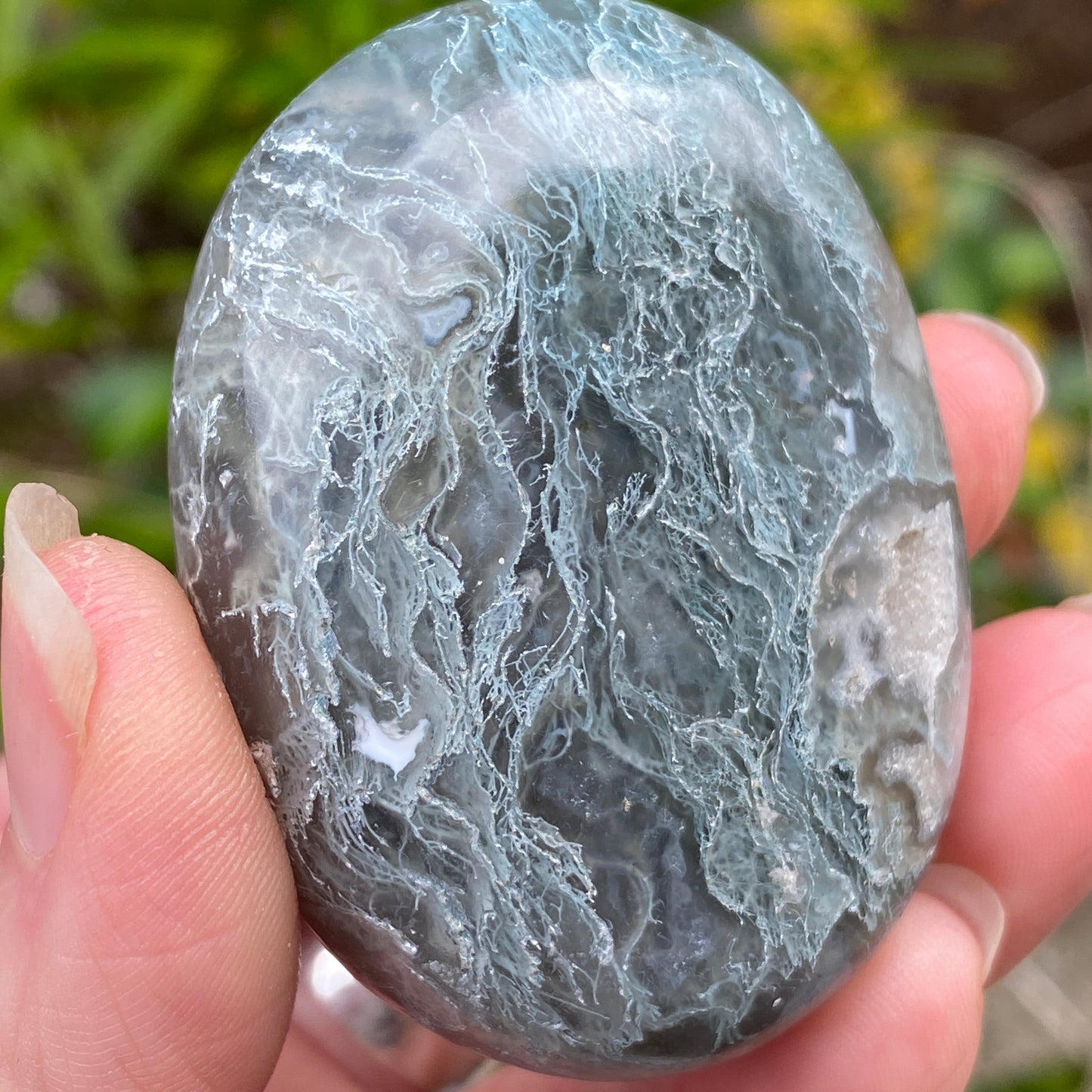 Moss Agate Palm Stone
