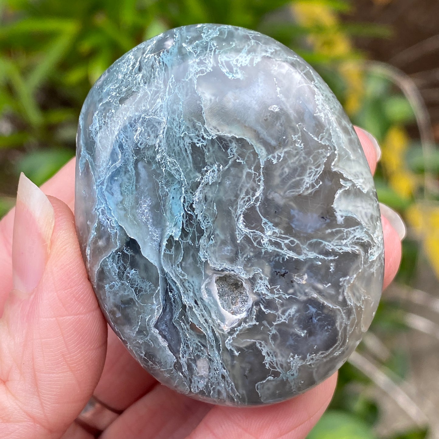 Moss Agate Palm Stone