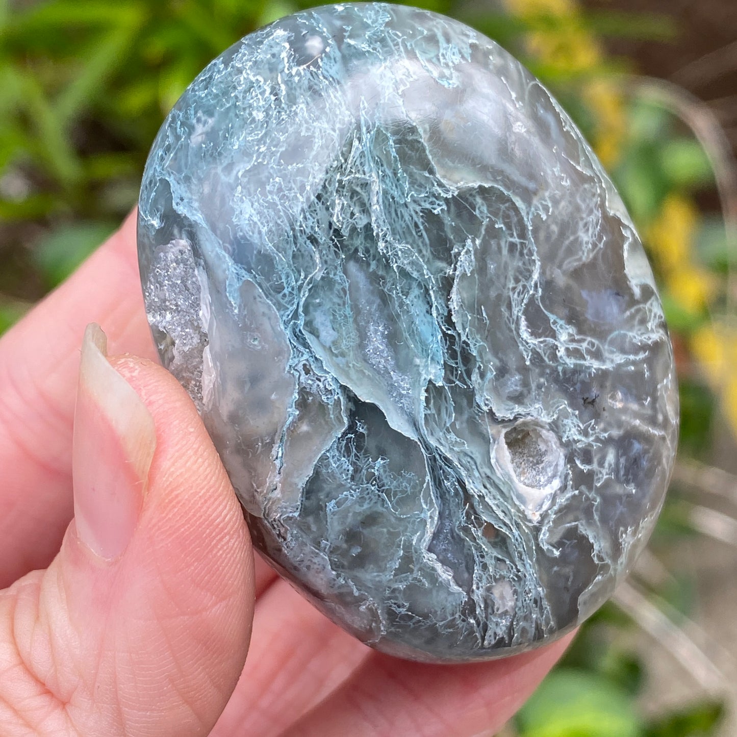 Moss Agate Palm Stone