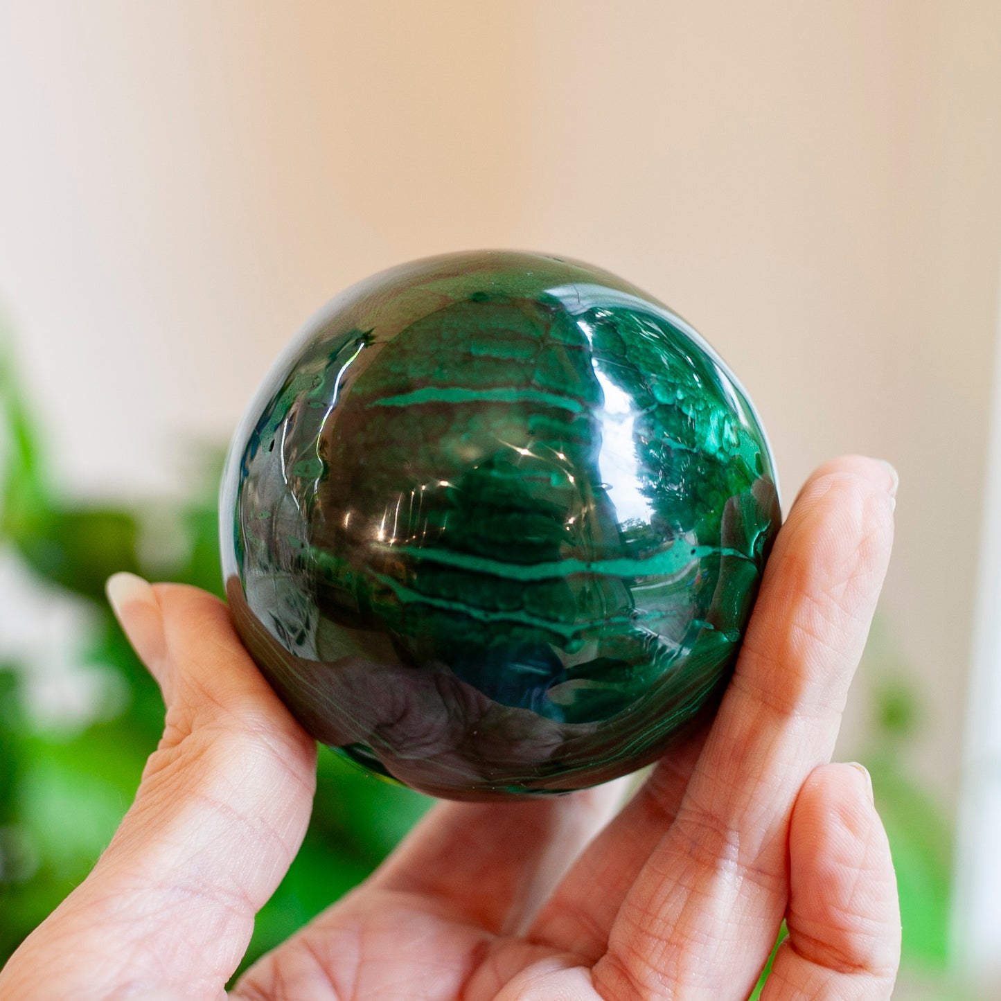 Solid Malachite Sphere, 65mm