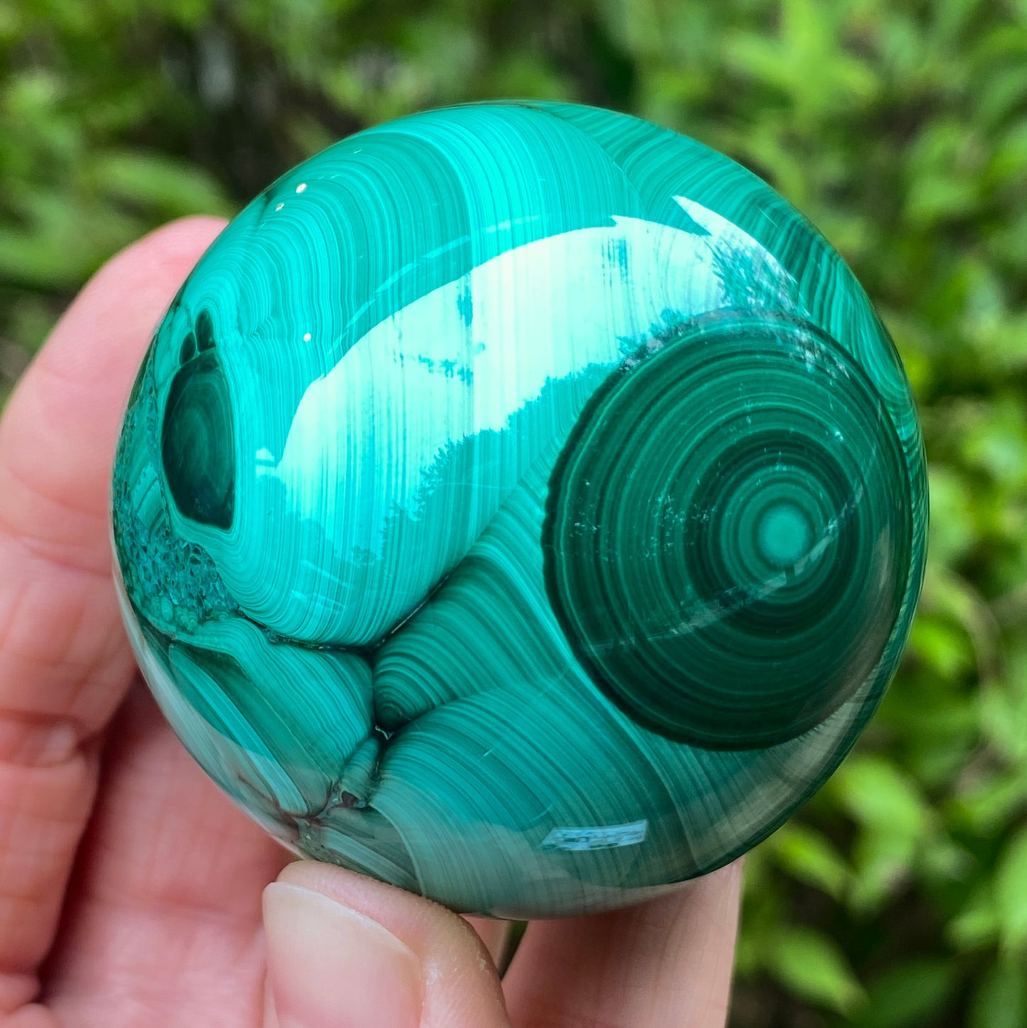 Malachite Sphere, Chatoyant