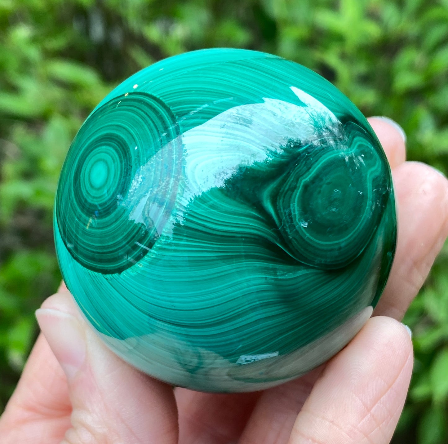 Malachite Sphere, Chatoyant