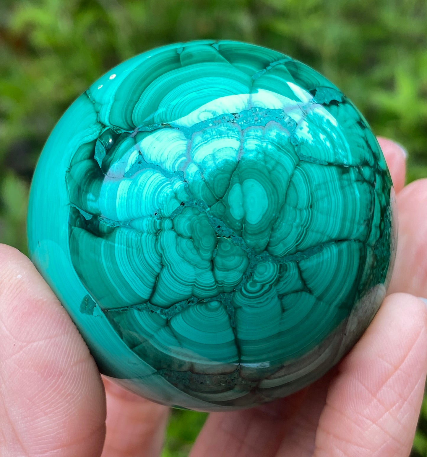 Malachite Sphere, Chatoyant