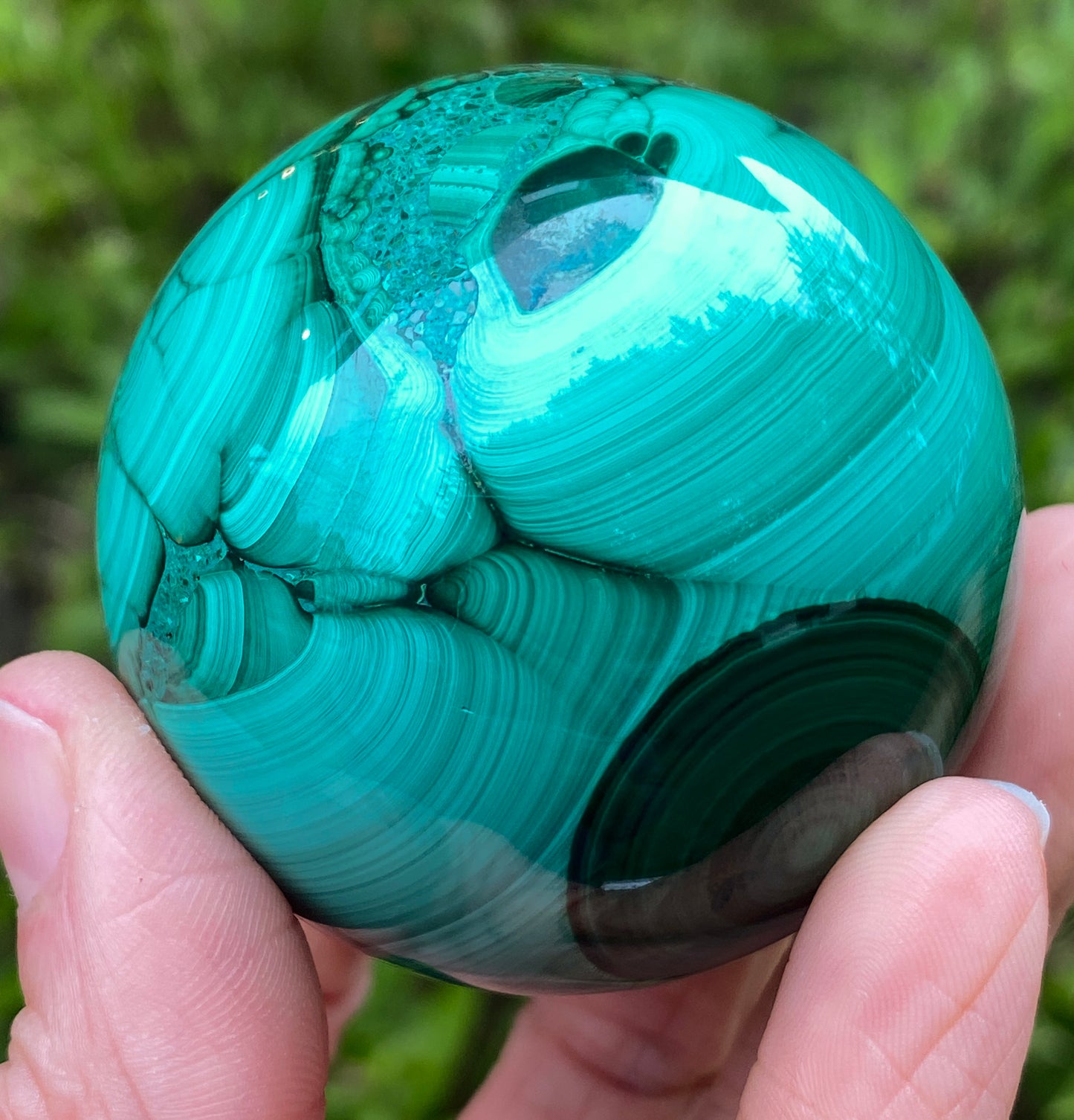 Malachite Sphere, Chatoyant