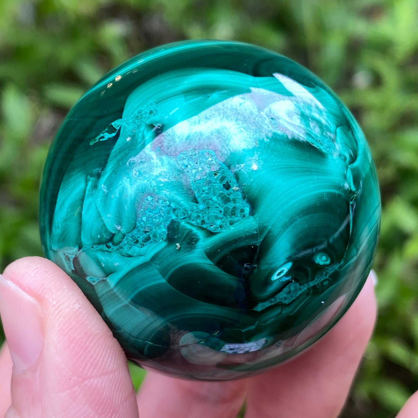Malachite Sphere, Chatoyant