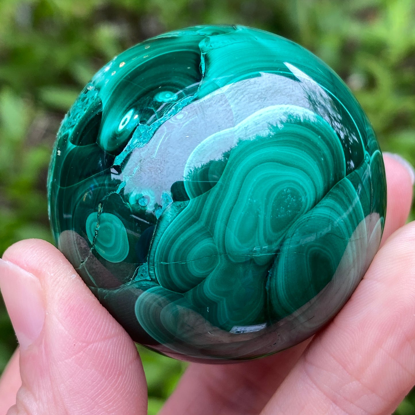 Malachite Sphere, Chatoyant