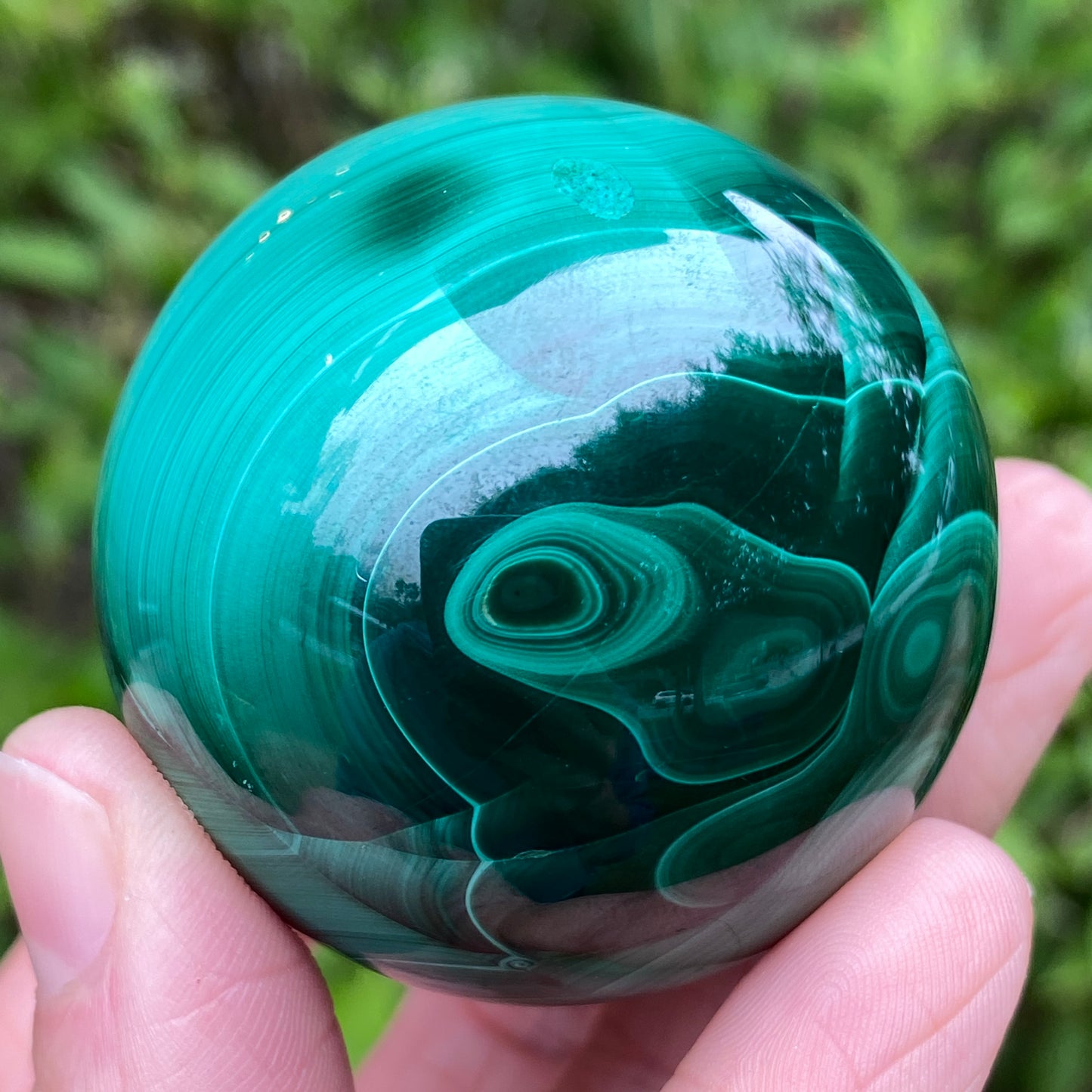 Malachite Sphere, Chatoyant