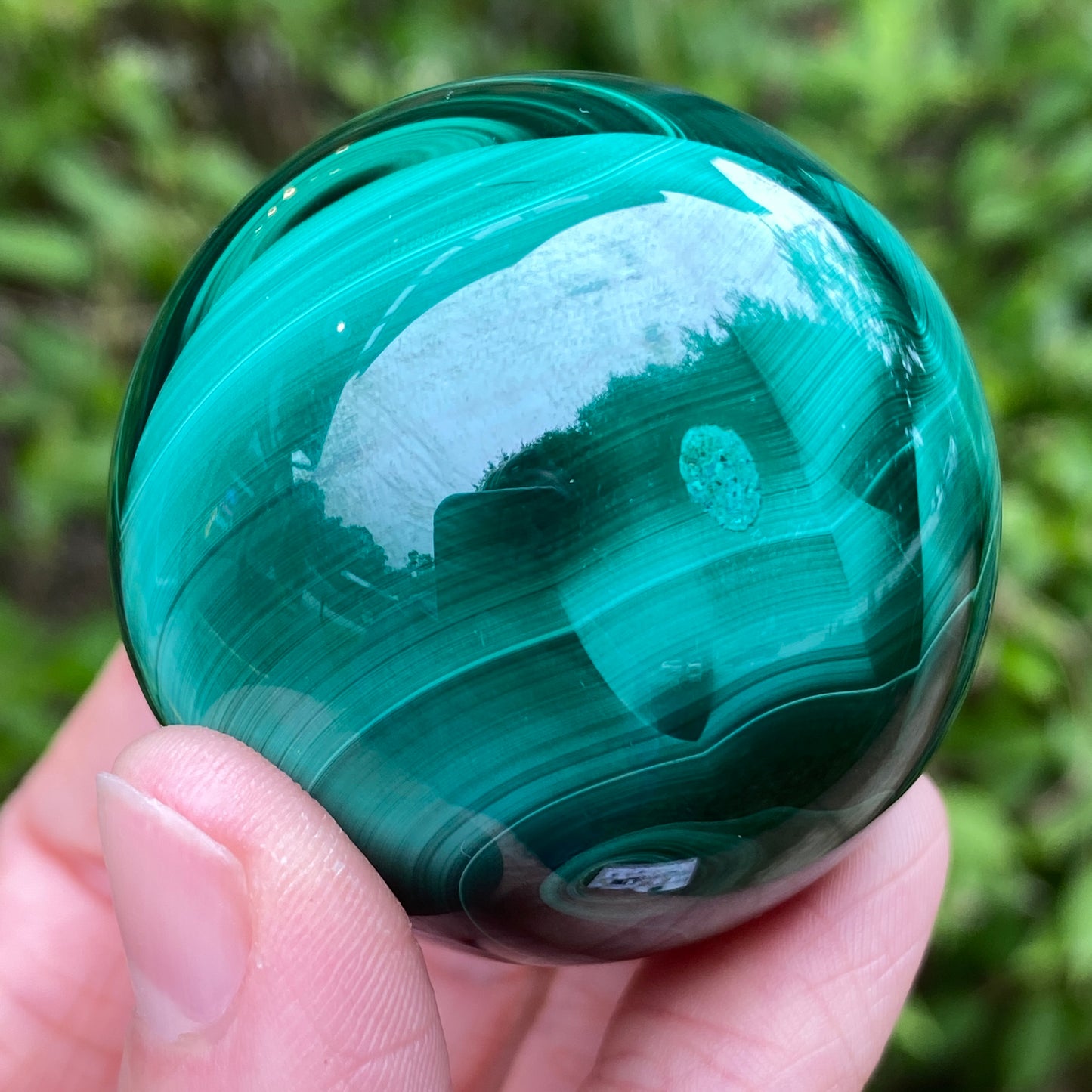 Malachite Sphere, Chatoyant