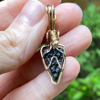Moldavite Pendant Necklace, 14k Gold Fill