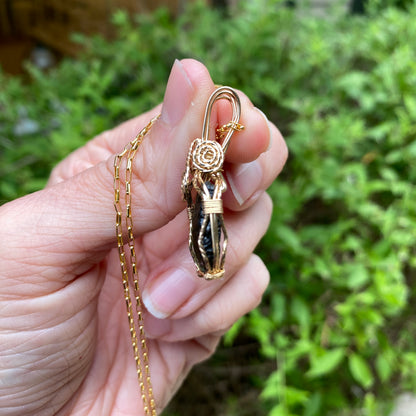 Moldavite Pendant Necklace, 14k Gold Fill
