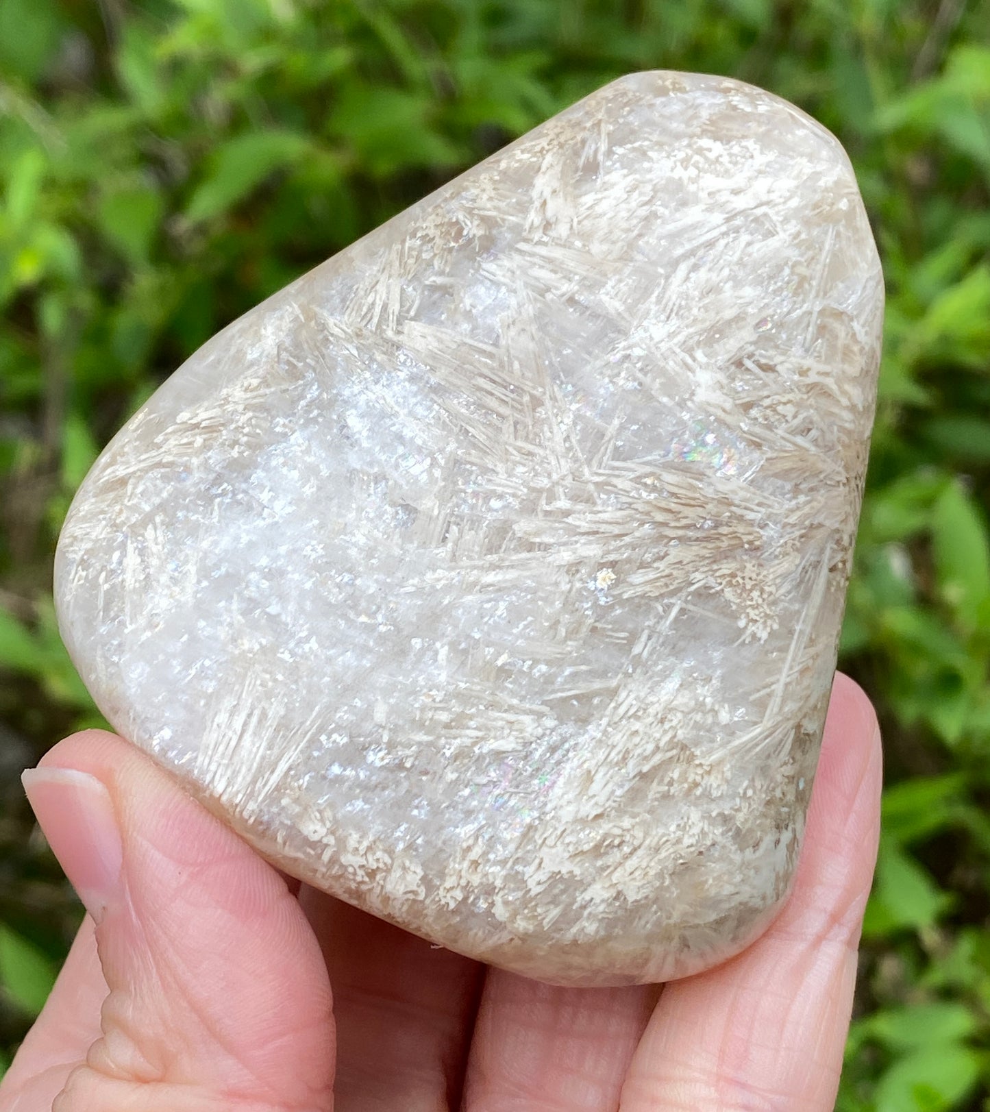 Natrolite Palm Stone with Rinkite
