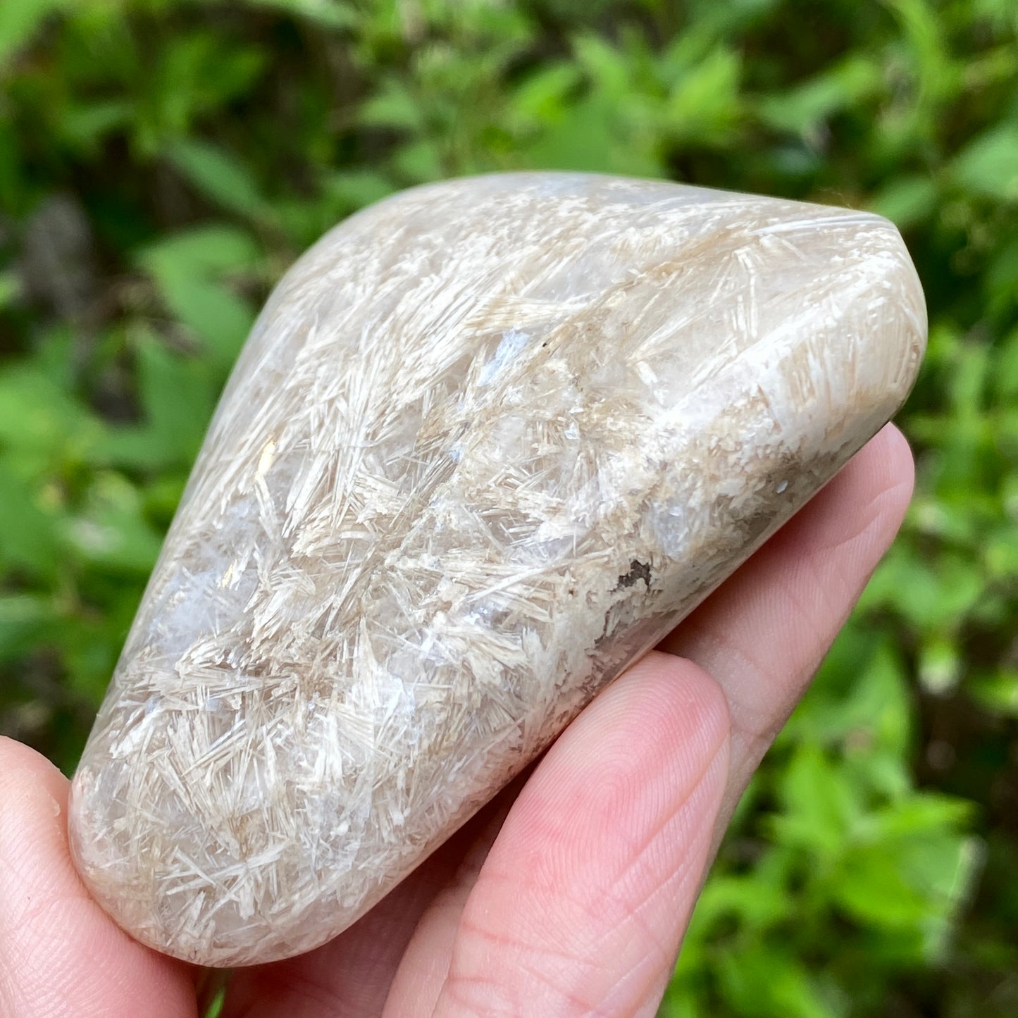 Natrolite Palm Stone with Rinkite