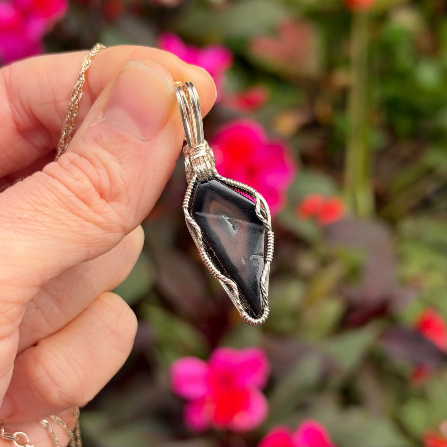 Paribas Polyhedroid Agate Wire Wrapped Pendant, Made in Store