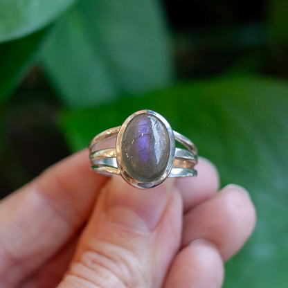 Lavender Labradorite Ring, Sterling Silver, Size 9