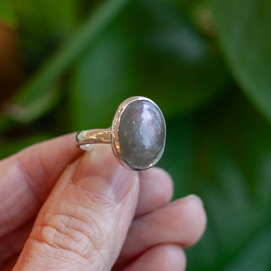 Lavender Labradorite Ring, Sterling Silver, Size 7