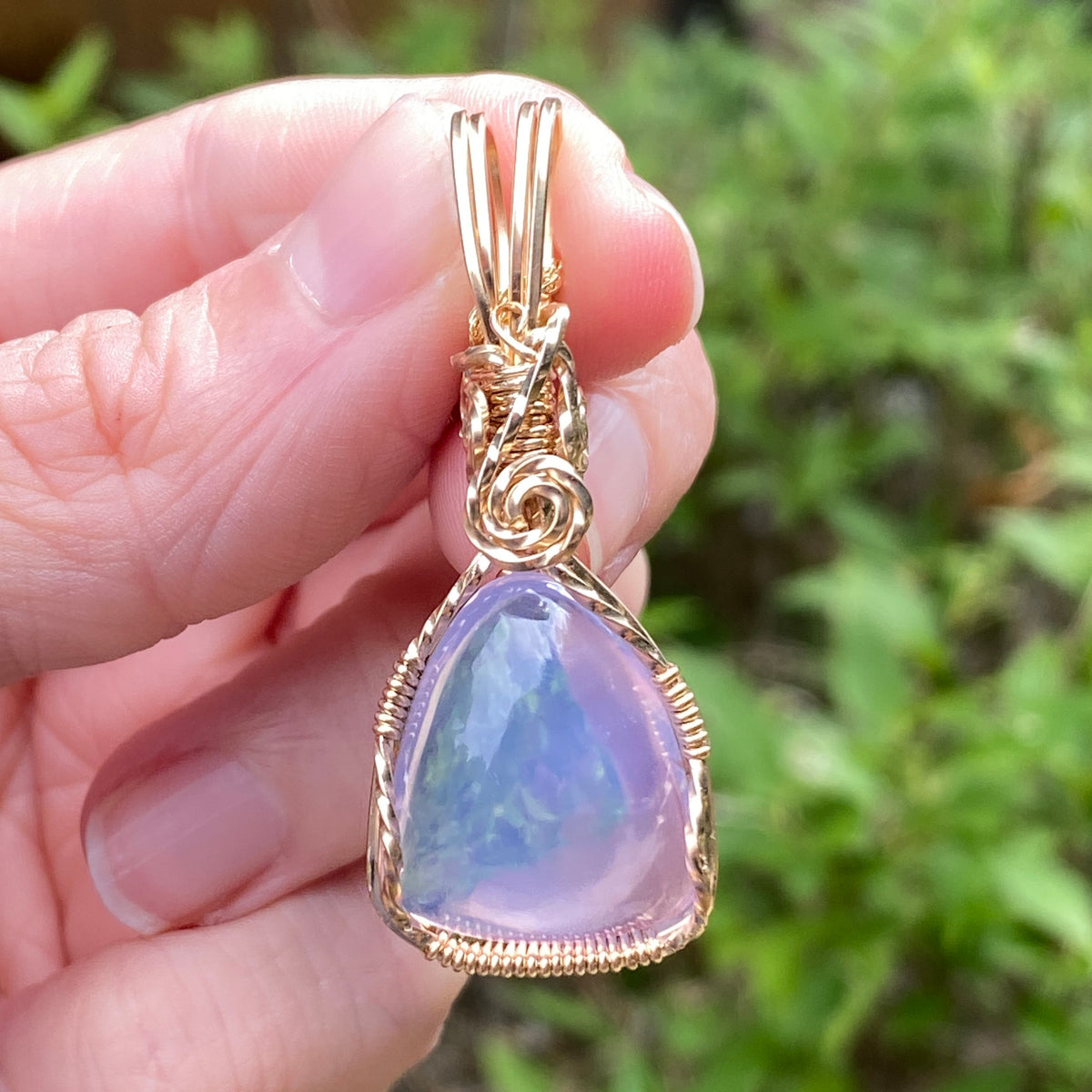 Gem Purple Scapolite Pendant Necklace, 14k Gold Filled