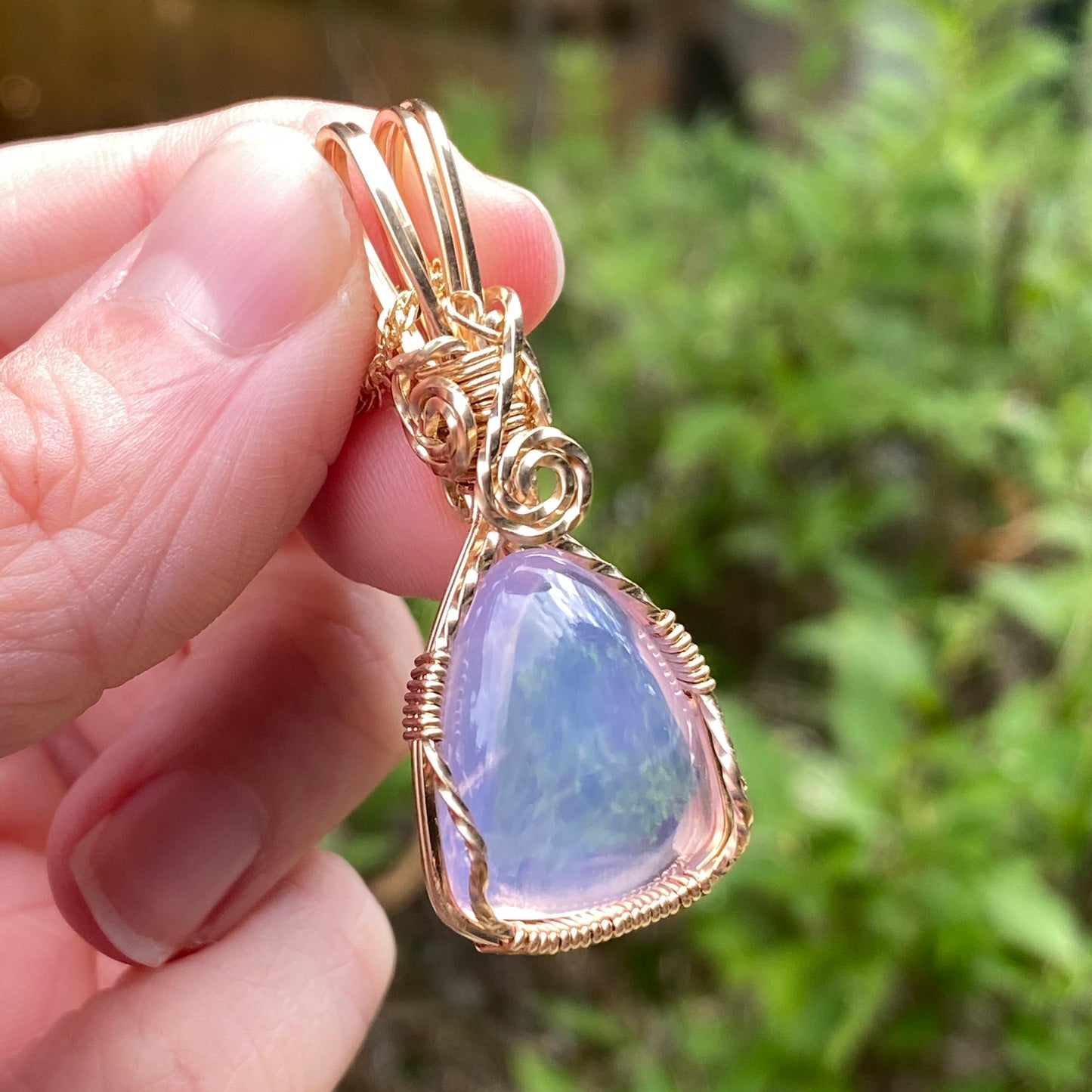 Gem Purple Scapolite Pendant Necklace, 14k Gold Filled