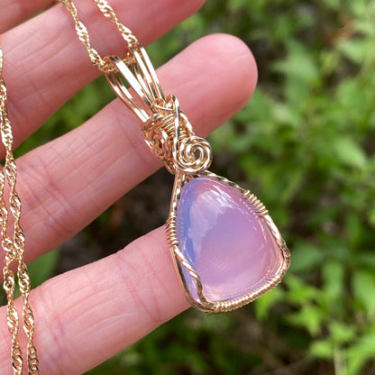 Gem Purple Scapolite Pendant Necklace, 14k Gold Filled