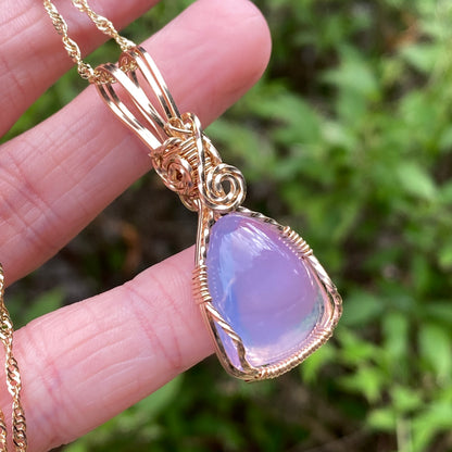 Gem Purple Scapolite Pendant Necklace, 14k Gold Filled