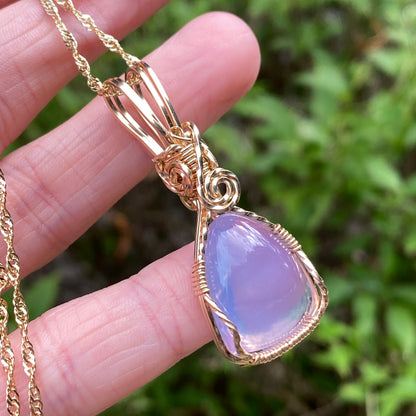 Gem Purple Scapolite Pendant Necklace, 14k Gold Filled